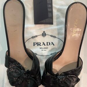 Prada Calzature Donna Nero Sandals Black Leather 8 Slip On